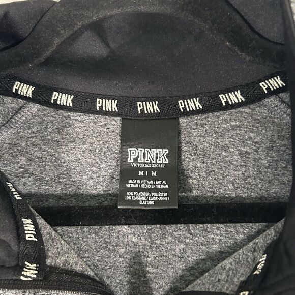 VS Pink Sweater Women's Medium Grey Heathered 1/4 Zip Pullover Mock Neck - Picture 5 of 8